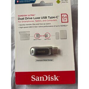 SanDisk Ultra 64GB Dual Drive Luxe USB Type-C Flash Drive For Smartphones Tablet